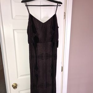 Adrianna Papell plum velvet burn out blouson gown